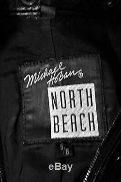 Vintage North Beach Michael Hoban Black Leather Jacket Vtg Zip Front Studded 6