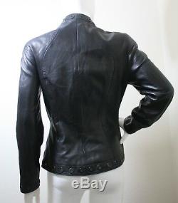 Vintage North Beach Michael Hoban Black Leather Jacket Vtg Zip Front Studded 6