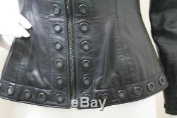 Vintage North Beach Michael Hoban Black Leather Jacket Vtg Zip Front Studded 6