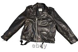 Vintage OPEN ROAD WILSONS Black Leather Biker Motorcycle Jacket XL Thinsulate