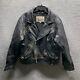 Vintage Open Road Leather Jacket Adult Size 42 Black Motorcycle Coat Mens Biker