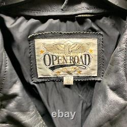 Vintage Open Road Leather Jacket Adult Size 42 Black Motorcycle Coat Mens Biker