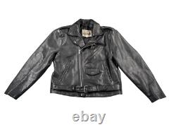 Vintage Open Road Leather Jacket Mens 46 Black Harley Patch Custom Painted Devil