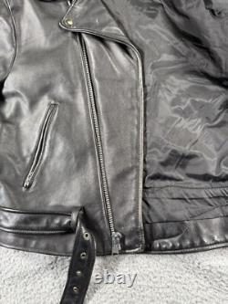 Vintage Open Road Leather Jacket Mens 46 Black Harley Patch Custom Painted Devil