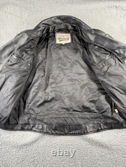 Vintage Open Road Leather Jacket Mens 46 Black Harley Patch Custom Painted Devil