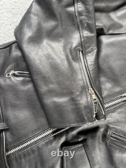 Vintage Open Road Leather Jacket Mens 46 Black Harley Patch Custom Painted Devil