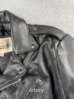 Vintage Open Road Leather Jacket Mens 46 Black Harley Patch Custom Painted Devil