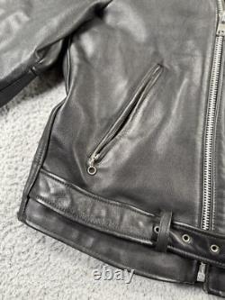 Vintage Open Road Leather Jacket Mens 46 Black Harley Patch Custom Painted Devil