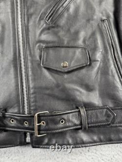 Vintage Open Road Leather Jacket Mens 46 Black Harley Patch Custom Painted Devil