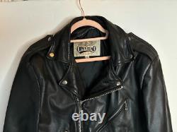Vintage Open Road Leather Motorcycle Jacket Black Men 40 Large Belt