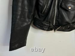 Vintage Open Road Leather Motorcycle Jacket Black Men 40 Large Belt