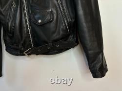 Vintage Open Road Leather Motorcycle Jacket Black Men 40 Large Belt