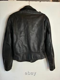Vintage Open Road Leather Motorcycle Jacket Black Men 40 Large Belt