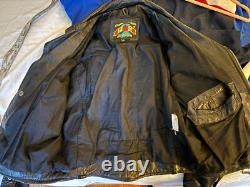 Vintage Open Road Leather Motorcycle Jacket Black Men 40 Large Belt