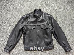 Vintage PERFORATED black leather 38 motorcycle jacket CONVERTIBLE vest 1990s