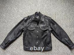 Vintage PERFORATED black leather 38 motorcycle jacket CONVERTIBLE vest 1990s