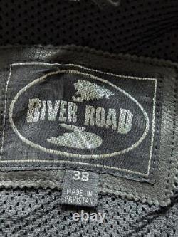 Vintage PERFORATED black leather 38 motorcycle jacket CONVERTIBLE vest 1990s