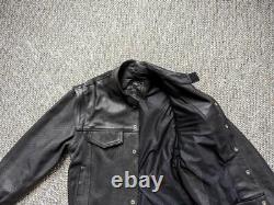 Vintage PERFORATED black leather 38 motorcycle jacket CONVERTIBLE vest 1990s