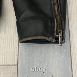 Vintage Park V Black Leather Biker Jacket Motorcycle Quilted 40 Large