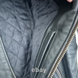 Vintage Park V Black Leather Biker Jacket Motorcycle Quilted 40 Large