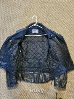 Vintage Park V Black Leather Men's Biker Motorcycle Jacket Made in USA Size 40