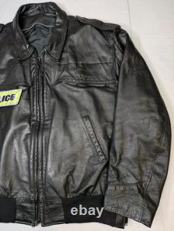 Vintage Pauline's Crew Cleveland Black Leather Motorcycle Police Jacket Size XL