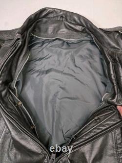 Vintage Pauline's Crew Cleveland Black Leather Motorcycle Police Jacket Size XL