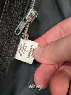 Vintage Pauline's Crew Cleveland Black Leather Motorcycle Police Jacket Size XL