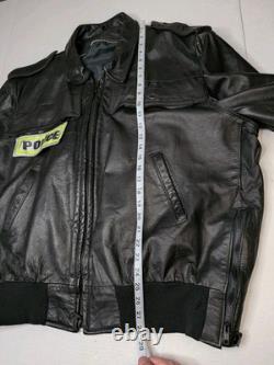 Vintage Pauline's Crew Cleveland Black Leather Motorcycle Police Jacket Size XL
