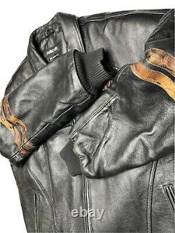 Vintage Pelle Pelle Studded Tiger Motorcycle Leather Jacket Size 50 2XL RARE