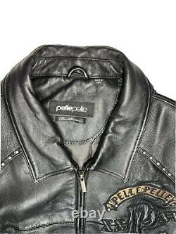 Vintage Pelle Pelle Studded Tiger Motorcycle Leather Jacket Size 50 2XL RARE