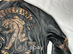 Vintage Pelle Pelle Studded Tiger Motorcycle Leather Jacket Size 50 2XL RARE