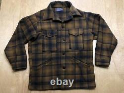 Vintage Pendleton Brown Plaid Wool Jacket Hunting Cruiser Size Medium