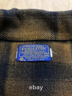 Vintage Pendleton Brown Plaid Wool Jacket Hunting Cruiser Size Medium