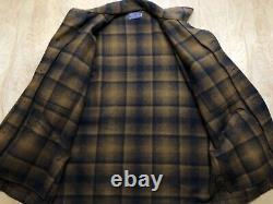 Vintage Pendleton Brown Plaid Wool Jacket Hunting Cruiser Size Medium