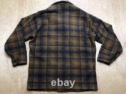 Vintage Pendleton Brown Plaid Wool Jacket Hunting Cruiser Size Medium