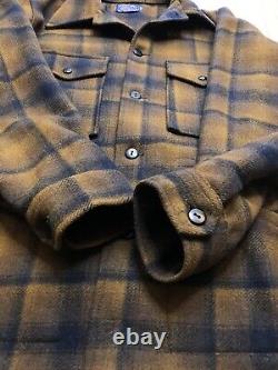 Vintage Pendleton Brown Plaid Wool Jacket Hunting Cruiser Size Medium