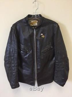 Vintage Perfecto by Schott Classic Leather Jacket Size 44 Made in USA Talon Zip