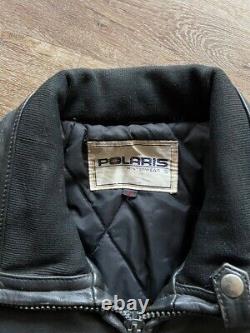 Vintage Polaris Genuine Heavy Leather Biker Jacket Size XL