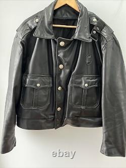 Vintage Police Genuine Leather Jacket Law Enforcement Authentic Size 46
