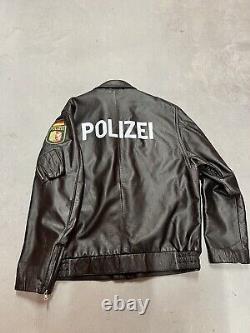 Vintage Polizei Police Leather Jacket Arm Patch Bomber German Motorcycle