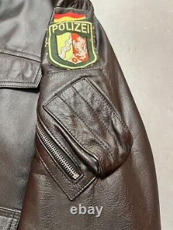 Vintage Polizei Police Leather Jacket Arm Patch Bomber German Motorcycle