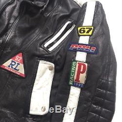 Vintage Polo Ralph Lauren 1992 Racing Leather Motorcycle Jacket Alpine Ski Team