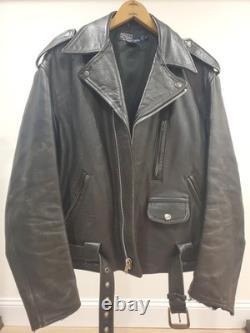 Vintage Polo Ralph Lauren Black Leather Motorcycle Jacket. Size Medium