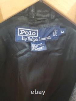 Vintage Polo Ralph Lauren Black Leather Motorcycle Jacket. Size Medium