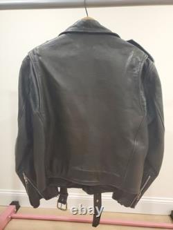 Vintage Polo Ralph Lauren Black Leather Motorcycle Jacket. Size Medium