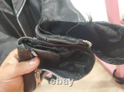 Vintage Polo Ralph Lauren Black Leather Motorcycle Jacket. Size Medium