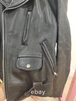 Vintage Polo Ralph Lauren Black Leather Motorcycle Jacket. Size Medium