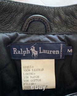 Vintage Polo Ralph Lauren Leather Moto Jacket M Racing Ski Alpine 1992 93 SAMPLE