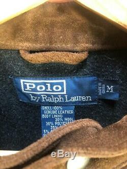 Vintage Polo Ralph Lauren M Suede Leather Motorcycle Biker RRL Cafe Racer Jacket